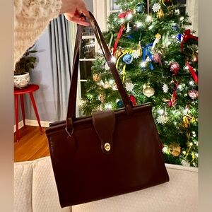 RARE Vintage Coach Barclay Tote XL in Chocolate Brown Leather